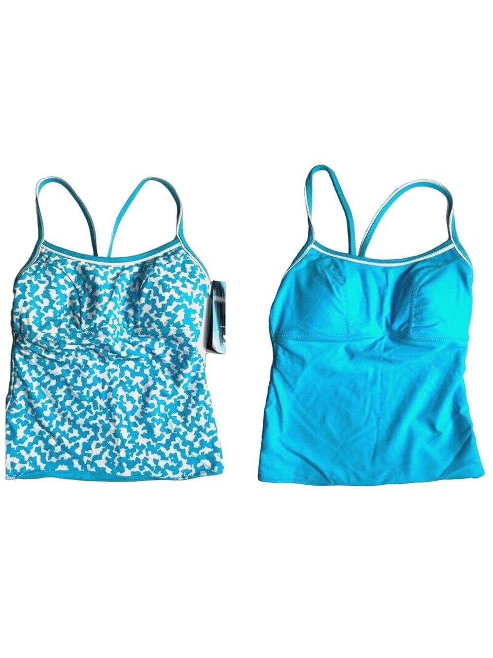TYR BRIGHT IDEA Reversible Tankini Top - Blue White- Size XS - $56